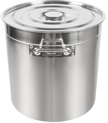 Qussse 50L Liter Gastronomie Kochtopf, Edelstahl Kochtopf Kochtöpfe Suppentopf mit Deckel für Gasherden Elektroherden Induktionsherden
