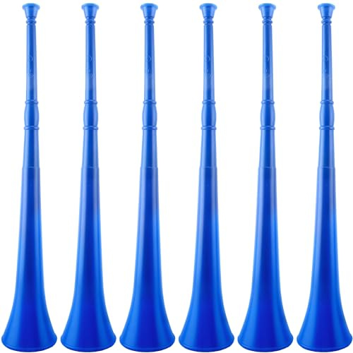 Hoarost 6 trombe Vuvuzela da 71 cm, in plastica, pieghevole, per eventi sportivi, lauree, feste, bomboniere (blu)