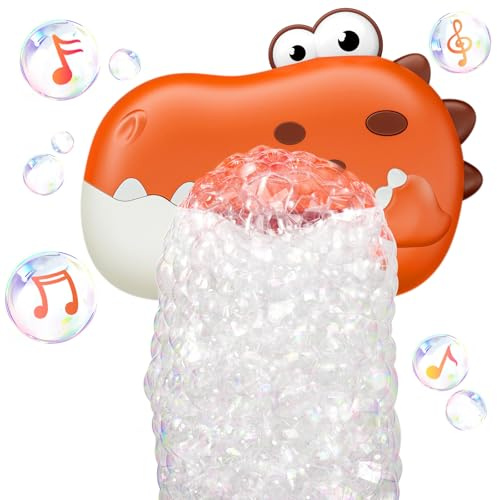 MACALOCA Dinosaurier Badewannenspielzeug, Wiederaufladbares Schaummaschine Badespielzeug mit Musik für die Baby/Kinder Automatische Blasenmaschine ab 1 2 3 4 5 Jahre Geschenke für Jungen Mädchen(Rot)