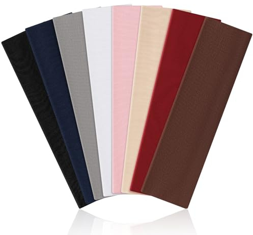 Kavya Pannband Dam Sport, Tunna Hårband för Kvinnor, 8 Delar, Svart Grå Vit Marinblå Beige Brun Leopard (Vit, rosa, hudfärg, grå, Röd, mörkbrun, blå, svart)