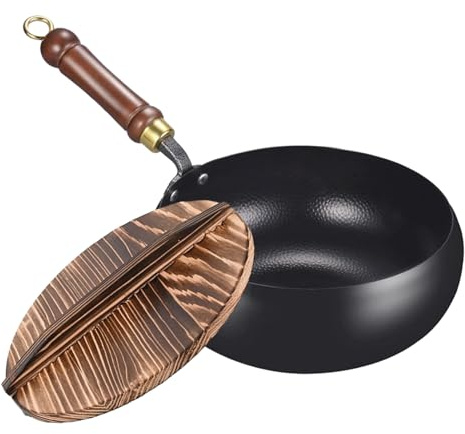 Poêle japonaise en fonte 24 cm avec couvercle, poêle japonaise antiadhésive, woks et sauteuses, forgés à la main, woks et sauteuses, wok en fonte antiadhésive, pour induction et cuisinière à gaz
