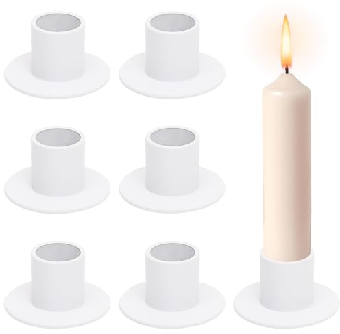Votoko 6 portacandele a bastoncino, bianco opaco, in metallo, per candele, per matrimoni, Natale, feste, sala da pranzo, soggiorno, camera da letto