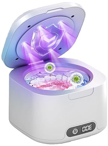 Ultrasonic Retainer Cleaner Machine, 49kHz Ultrasonic Dentures Cleaner for Retainer, Mouth Guard, Aligner, Toothbrush Head, 340ML Ultrasonic Cleaning Machine for All Dental Appliances