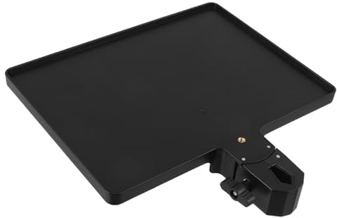 VICASKY Adjustable Mic Stand Tray with Clamp and Phone Holder, Black Plastic Shelf for Live Streaming and Recording, Featuring Precision Craftsmanship and Adjustable Angles