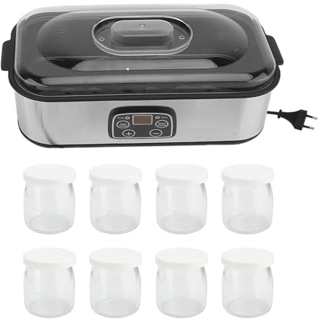 Smandy Yaourtière Maison 1,4 L, Machine à Desserts Multifonction avec Température Réglable, 8 Pots pour Milkshakes, Confitures et Yaourts (Plug UE 220V)