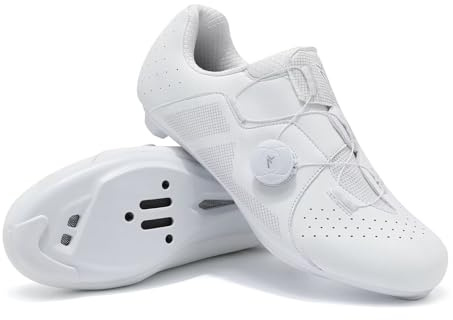 Professionelle Rennradschuhe für Herren – leichtes und atmungsaktives Design mit Stollenkompatibilität, entwickelt für Ausdauerfahrten, ganztägigen Komfort und Spitzenleistung, weiß, 44 EU