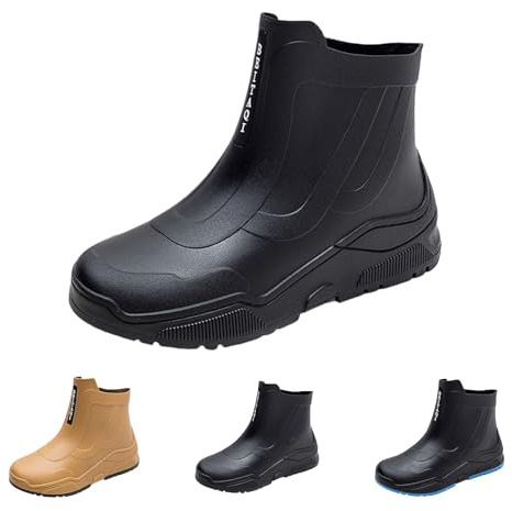 Richymfa Stivali Impermeabili Uomo in Gomma Bassi Antiscivolo, Scarpe da Lavoro Leggere Stivaletti Pesca Moda Tronchetti Walking Outdoor Scarpe Impermeabili Uomo Pioggia Imbottiti