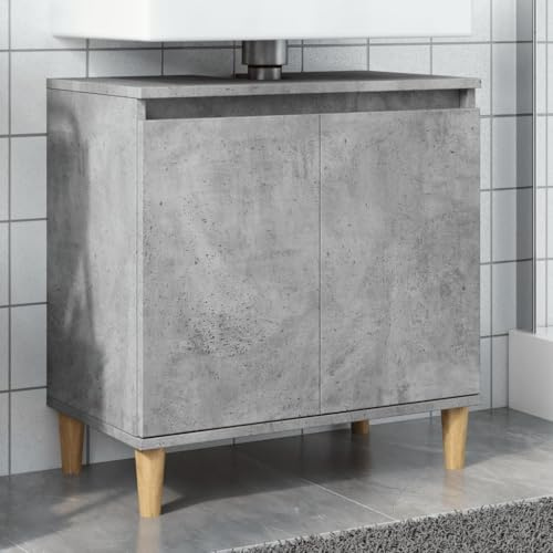 Hoopleep Armadietto per lavandino, 58 x 33 x 60 cm, in legno con vano portaoggetti, per piccoli bagni, resistente all'umidità