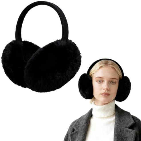 LXONTSG Mjuka öronmuffs, 1 st varma plyschöronmuffar, vinteröronmuffs för kvinnor, öronmuffs varm hopfällbar, öronvärmare för män kvinnor, för vinterresor, cykling och sport, Svart, Taglia unica