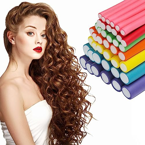42-pack Hairdressing Tools Hair Roller Curler Bendy Styling Sticks 360 Rotatable