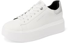 QUEEN HELENA Gymnastikskor plattform strass sneakers dam X31-12, X33 4 Silver Vit, 37 EU