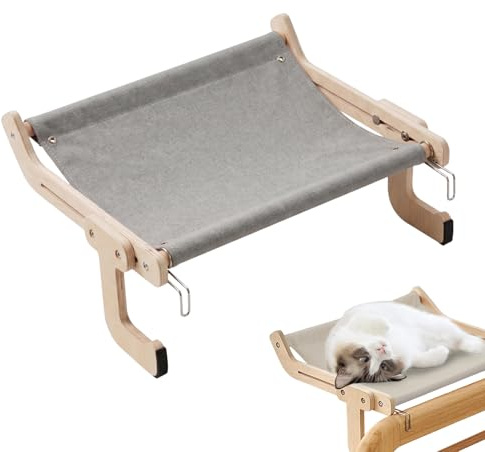 TOATELU Hamac pour chats pour fenêtre, hamac suspendu pour chats, lit pour chat balcon, hamac pour chat en bois avec perchoirs pour fenêtre, hamac pour chat en bois, pour rebord de lit, hamac pour