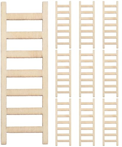 SOIMISS 10pcs Miniature Wooden Ladder Set Miniature Wooden Ladder Set for DIY Micro Landscape DIY Micro Landscape for Dollhouse Decor Craft Models