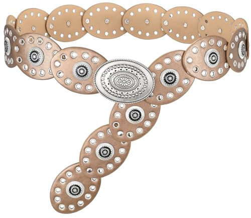 WERFORU Concho Gürtel für Damen Breiter Boho Westerngürtel Boho Taillengürtel für Kleider Röcke und Jeans