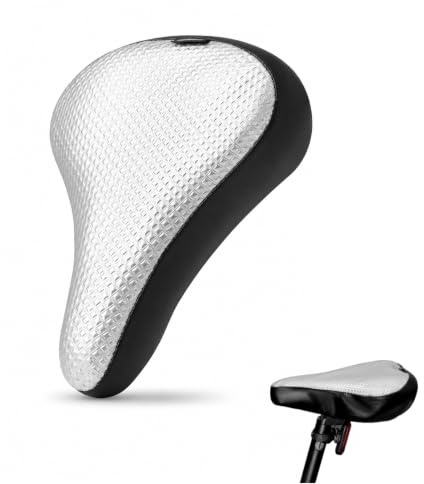 jtum Housse Selle Vélo, Housse de Selle de Vélo Ultra Confortable, Modèle Argent Noir Imperméable Isolant Anti-Chaleur Mousse Haute Élasticité