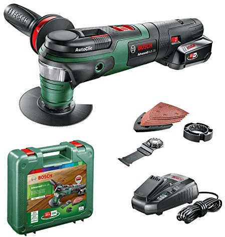 Bosch 603104071 AdvancedMulti 18 Cordless Multifunction Tool with 18 V Lithium-Ion Battery, Green