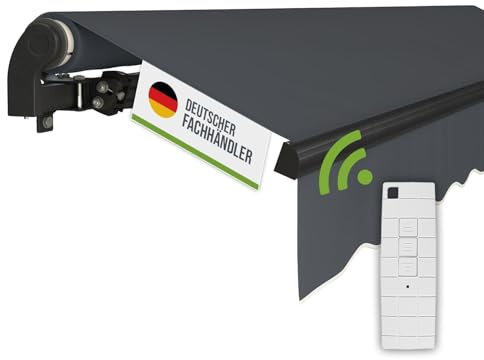 empasa Elektrische Gelenkarmmarkise 'Start Plus' Markise Sonnenmarkise | Sonnenschutz, komplett vormontiert, Verschiedene Größen und Farben, Farbe:anthrazit, Größe:350 x 250 cm
