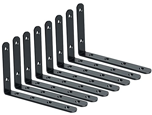 SAYAYO Regalhalterung Edelstahl 8 Stück Schwarz Regalwinkel 150x100 | Winkel Regal Multifunktionale 90 Grad Wandmontage Metallwinkel für Küchenregal, Dekoregal, Eckregal, Badezimmerregal