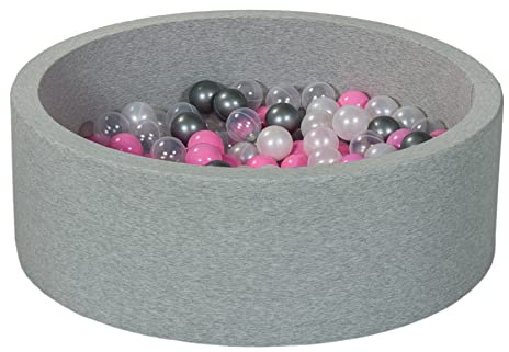 Velinda Bällebad Ballpool Kugelbad Bällchenbad Bällchenpool Kinder Pool mit 150 Bällen (Farbe der Bälle: perlweiÃŸ, transparent, rosa, silberfarben)