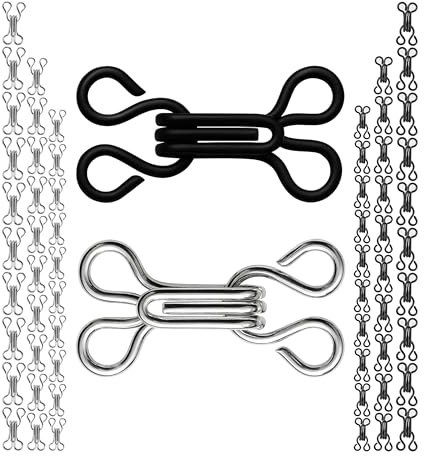 Verschluss Haken und Ösen, 60 Pack, Schwarz und Silber, drei Größen Set, Haken Augen für BH, Bikini, Kleid, Rock, Häkchen für Kleidung, Ösen-Verschluss zum Nähen, Unterwäsche Verschlüsse, DIY Hook Eye