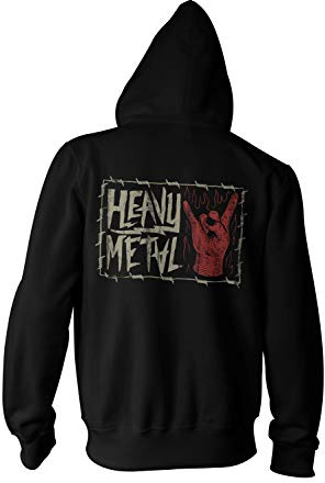 Herren Zipper Hoodie Heavy Metal Pommesgabel Rock Musik Fan