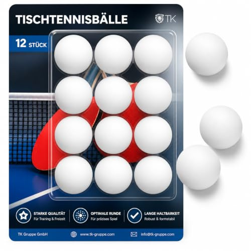 TK Gruppe Timo Klingler 12x Palline da Ping Pong 40mm Bianche – Set Tennis Tavolo per Allenamento e Gara – Palline Resistenti per Uso Interno ed Esterno