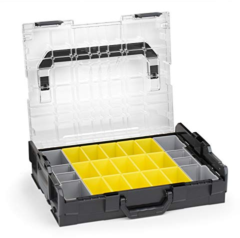 Sortimo Bosch Werkzeugkoffer L BOXX 102 schwarz Deckel transparent mit Insetboxen-Set B3 Sortierboxen für Kleinteile | ideale Schrauben Aufbewahrung Kleinteilemagazin Alternative