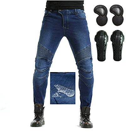 Motorcycle Waterproof Trousers Men's Denim Biker Pants 3 Protection Grade Protective Gear Selection Motorcycle Jeans With 4 Removable Protective Padding (XXS-4XL, 2 Colors)