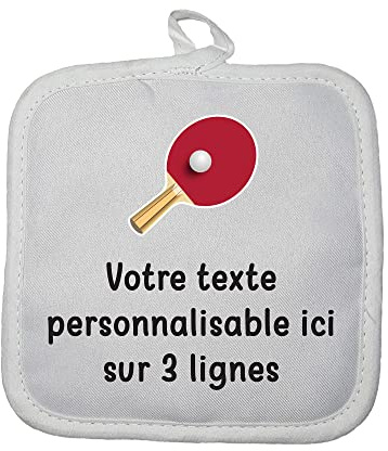 Manique gant de cuisine pictogramme Ping Pong avec texte personnalisable