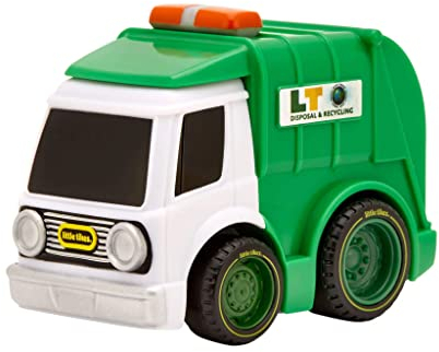 Little Tikes My First Cars Crazy Fast Cars Serie 4 - Grün-Weißer Müllwagen - Aufziehauto mit bis zu 15 m Reichweite - Realistisches Design, Leicht zu Greifen – Für Kinder ab 3 Jahren