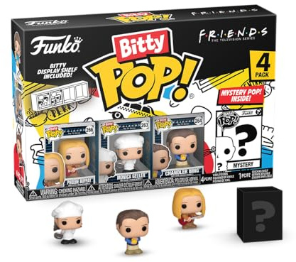 Funko Bitty POP! Friends and A Surprise Mystery Mini Figure - 0.9 Inch (2.2 Cm) Collectable - Stackable Display Shelf Included - Gift Idea - Party Bags Stocking - Cake Topper - Tiny Collectable | Official Merch - Tiny 0.9 inch Figures with Display Shelf - Cake Topper, Party Bag and Stocking Filler Gift