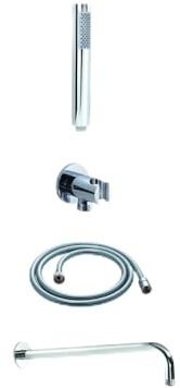 GEDY | High Pro 06 Set Doccia Rotondo 5 Pezzi, 1 Doccetta, 1 Presa Acqua con Supporto, 1 Flessibile, 1 Braccio Doccia, 1 Soffione