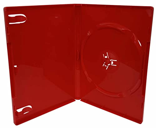 Mediaxpo Premium Glossy Red DVD Cases (14mm) - Protect and Showcase Your DVDs with Clear Acetate Cover - Full Overwrap Included (Pack of 10)
