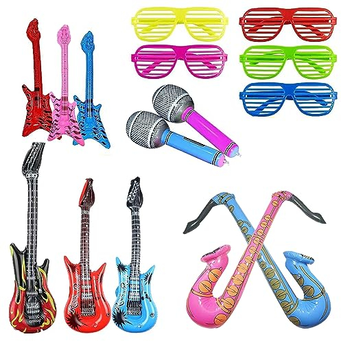 KALUROIL 15 PCS Kit Bomboniere Rock Star Gonfiabili - Chitarra, Sassofono, Microfono - Forniture per Feste