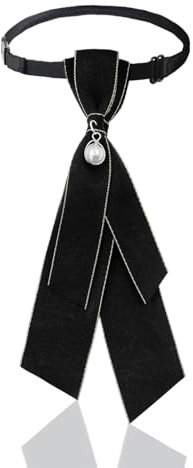 Luckyvestir Fliege für Damen, Mädchen, Uniform, Schwarz/Rot/Grün, Vintage-Accessoire für Schule, Hemd, Arbeit, A: schwarz, 18 cm