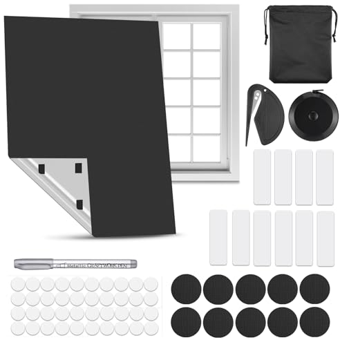 Hejo Fenster Verdunkelung, Verdunklungsstoff Set, 145 ×200cm Verdunklungsrollo ohne Bohren, Tragbare Dachfenster Rollo, Zuschneidbare Verdunklungsfolie, Sonnenschutzrollo für Fenster, Dachfenster