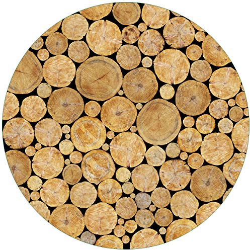 Wallario Glasbild rund Holzstapel rund - Rund, 50 cm Durchmesser Wandbild Glas in Premium-Qualität: Brillante Farben, freischwebende Optik