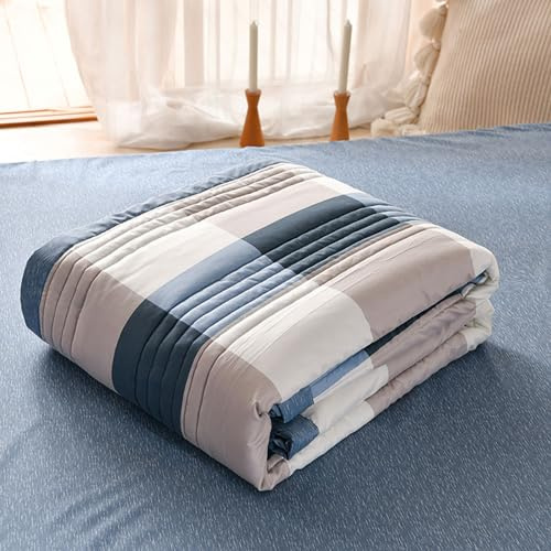 DOTBUY-SHOP Quilted Bedspreads, Quilt Bed Throws Cotton Filling Duvet Super King Single Double Size Children's Bed Quilted Throw for All Season (150x200cm,Modern Plaid)