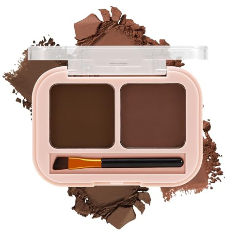 Apooliy PPoudre pour sourcils résistante à l'eau,Palette pour sourcils 2 teintes avec pinceau,Maquillage durable des sourcils, filler pour sourcils