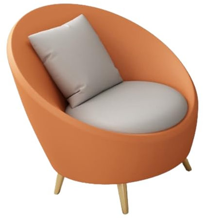 Llchaensc Comfortable Faux Leather Living Room Armchair, Relaxing Chair with Thick Seat, Metal Structure Lounge Armchair, Leisure Chair for Living Room and Bedroom,Orange