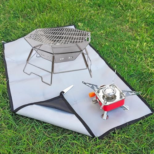 100x120cm Alfombrilla para Fogatas Camping Alfombra Barbacoa Exterior Brasero Jardin Suelo Terraza Chimenea Interior Manta Ignifuga (Plateado 50x80cm)