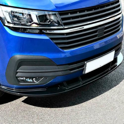 Frontlippe Frontspoiler kompatibel mit VW VOLKSWAGEN Transporter T6.1 2019-2024 v2 mit ABE TÜV Schwarz Glänzend