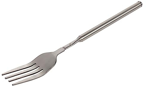 Tenedor Telescópico Tenedor de Cena de Acero Inoxidable Largo Extensible Tenedor de Postre para Barbacoa Cuchara con Longitud Ajustable 8.7-25.2 Pulgadas Juego de Cubiertos para