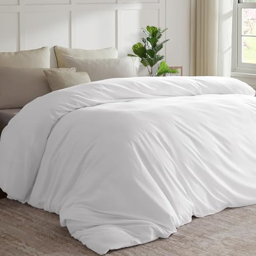 Übergroßer King-Size-Bettbezug, 304,8 x 248,9 cm, nur einteilig, extra groß, ultraweiche Mikrofaser, weiß, Bettbezug für alle Jahreszeiten, Reißverschluss und 8 Eckbänder (Weiß, Super-King-Size-Bett