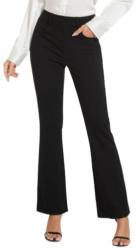 adorence Anzughose Damen, Schwarze Hose Elegant 70cm/73cm/78cm/83cm | Business Hose, Slim Fit Stoffhose mit Stretch, Bootcut und 4 Taschen, Perfekt für Büro, Freizeit