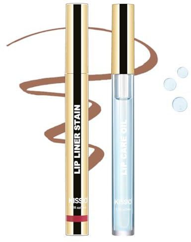 KISSIO Lip Liner Stain, Peel Off Lip Liner und Lippenpflegeöl,Übertragungssicher,Lang anhaltende und wasserfeste Lippenfarbe,Mattes Finish,Lippen-Kombination,05 Light brown
