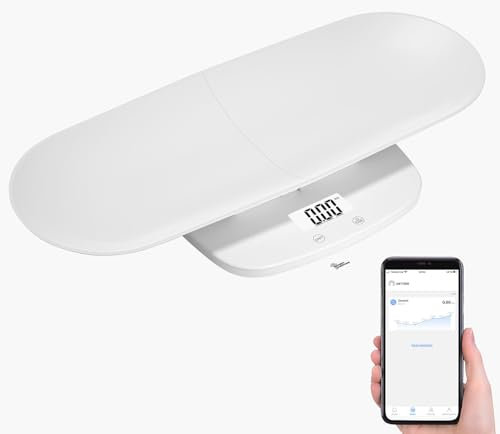 newgen medicals 3in1-Waage: Smarte 3in1-Akku-Baby-, Tier- & Personenwaage, App, 50 g bis 120 kg (Elektronische Personenwaage, Baby-Waage)