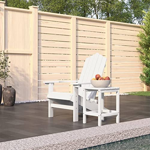Xichuzi Adirondack-Gartenstuhl mit Tisch, Gartensessel, Campingstuhl, Terassenstühle, Gartenmöbel, Balkon Stühle, Balkonstuhl, Hochlehner, Stühle Für Draußen, HDPE Weiß