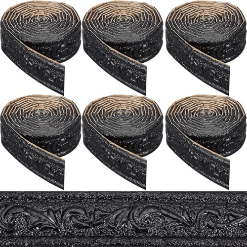 CRASPIRE Moldura de Corona Autoadhesiva de 543 x 1.8 pulgada Color Negro 3D Borde de Papel Tapiz Borde de Zócalo Flexible Borde de Pared Adhesivo Tipo Espejo Líneas de Base de Espuma para Decoración