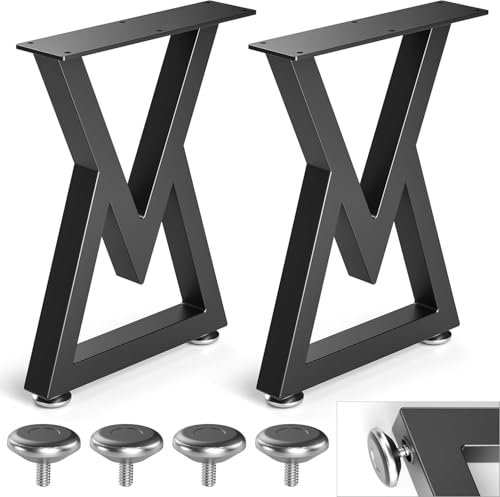 TOOSOAR Patas de mesa de metal negro de 16 pulgadas, en forma de V, patas de mesa de café, patas de mesa de café, 1 par